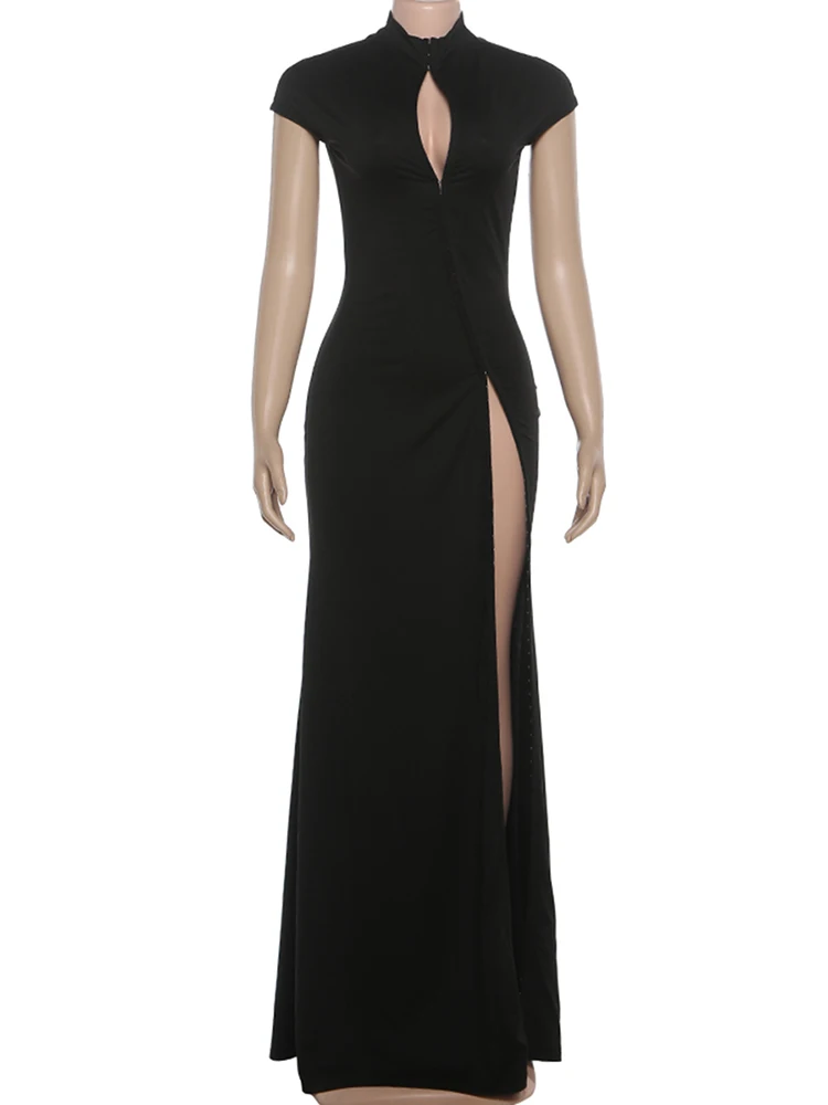 Coquette de chat bizarre robe élégante femmes irrégulière simple boutonnage épaule enveloppé Sexy Stretch maigre bal Club fête moulante