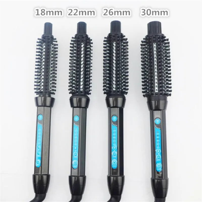 Electric Hair Curler Brush Ceramic Straightener Round Comb Iron Wand Hairstyle Silky Fast Heat Straighter Barrel Curl Hairbrush