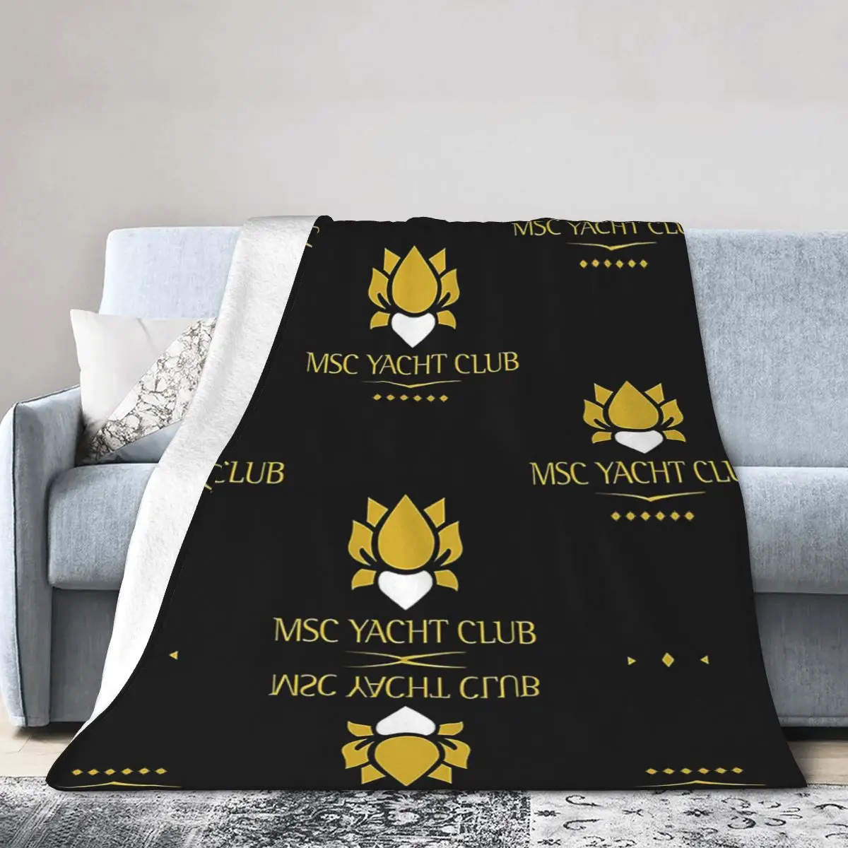 MSC Yacht Club Logo Design Cap Blanket Soft Warm Flannel Throw Blanket Plush for Bed Living room Picnic Travel Home Couch