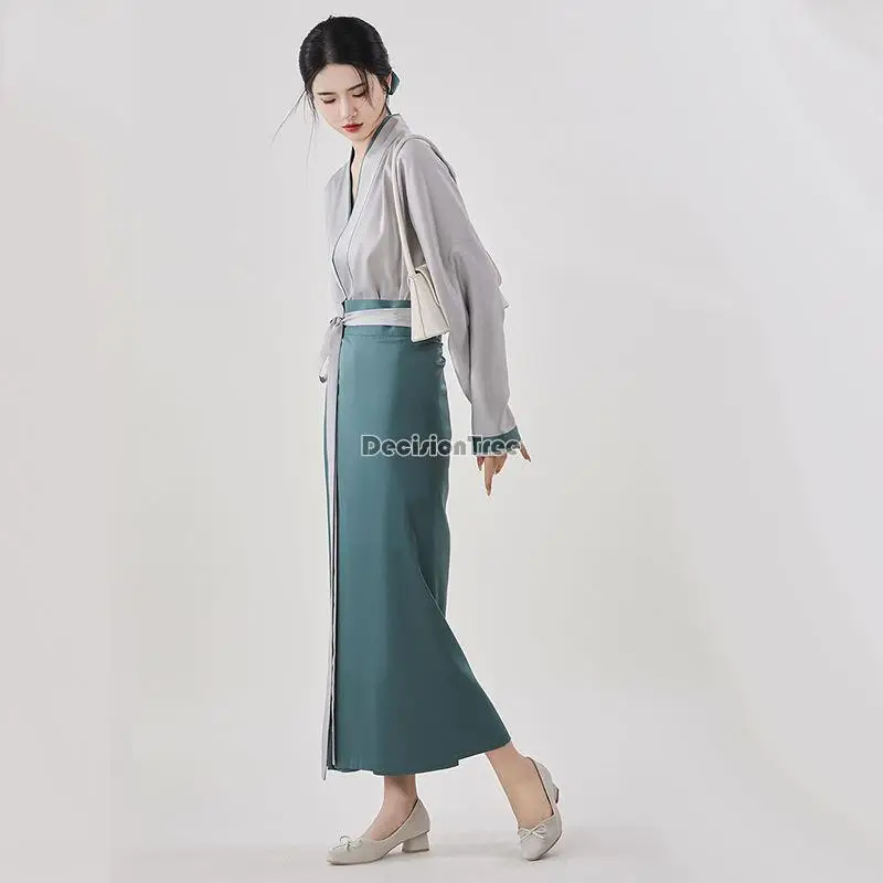 2025 novo chinês melhorado hanfu vestido estilo antigo trajes chineses moda feminina casual diário vestido vintage quimono a74