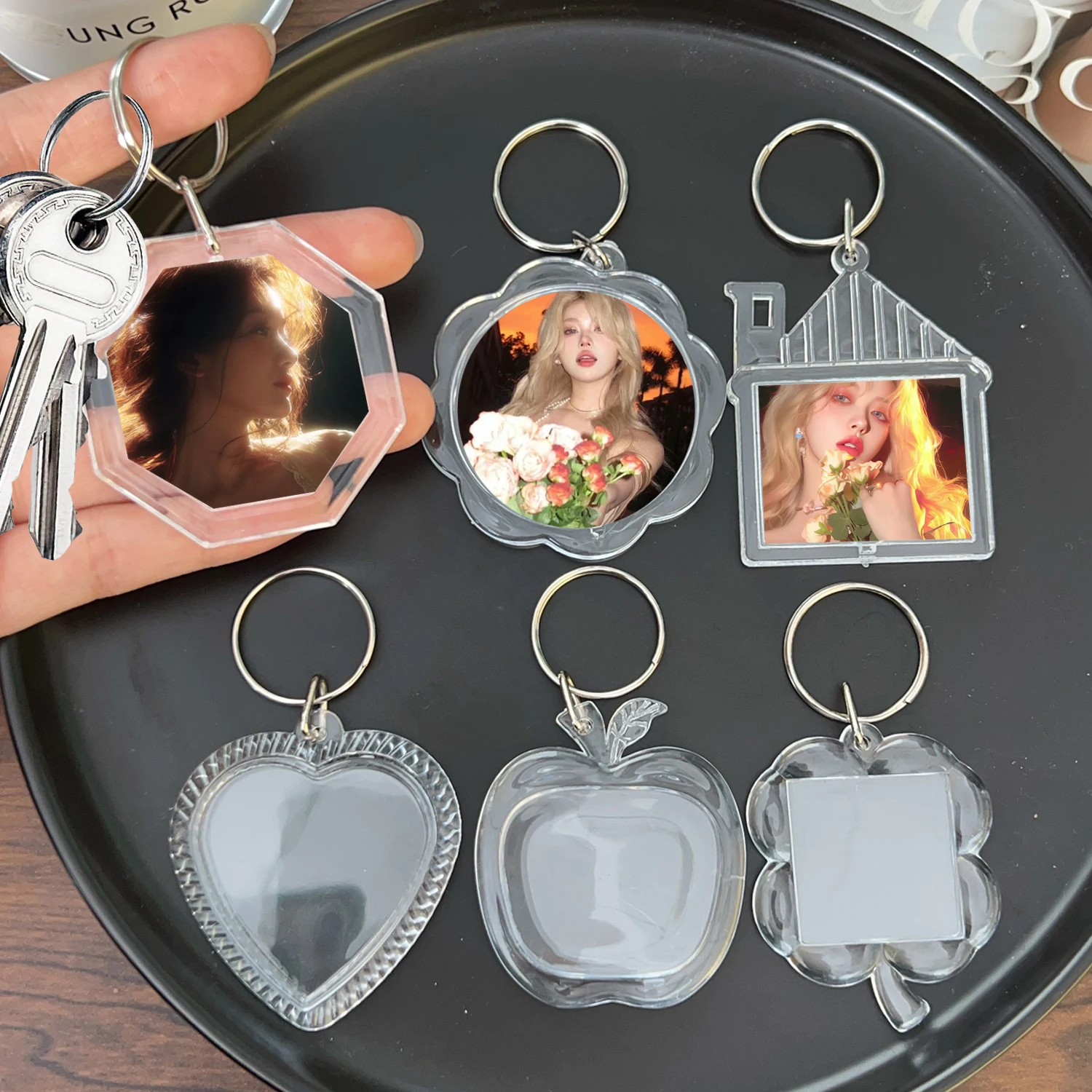 5-10pcs Acrylic Photo Frame Keychain DIY Blank Clear Acrylic Insert Photo Picture Frame Keyring Keychains Ring Key Chains Gifts