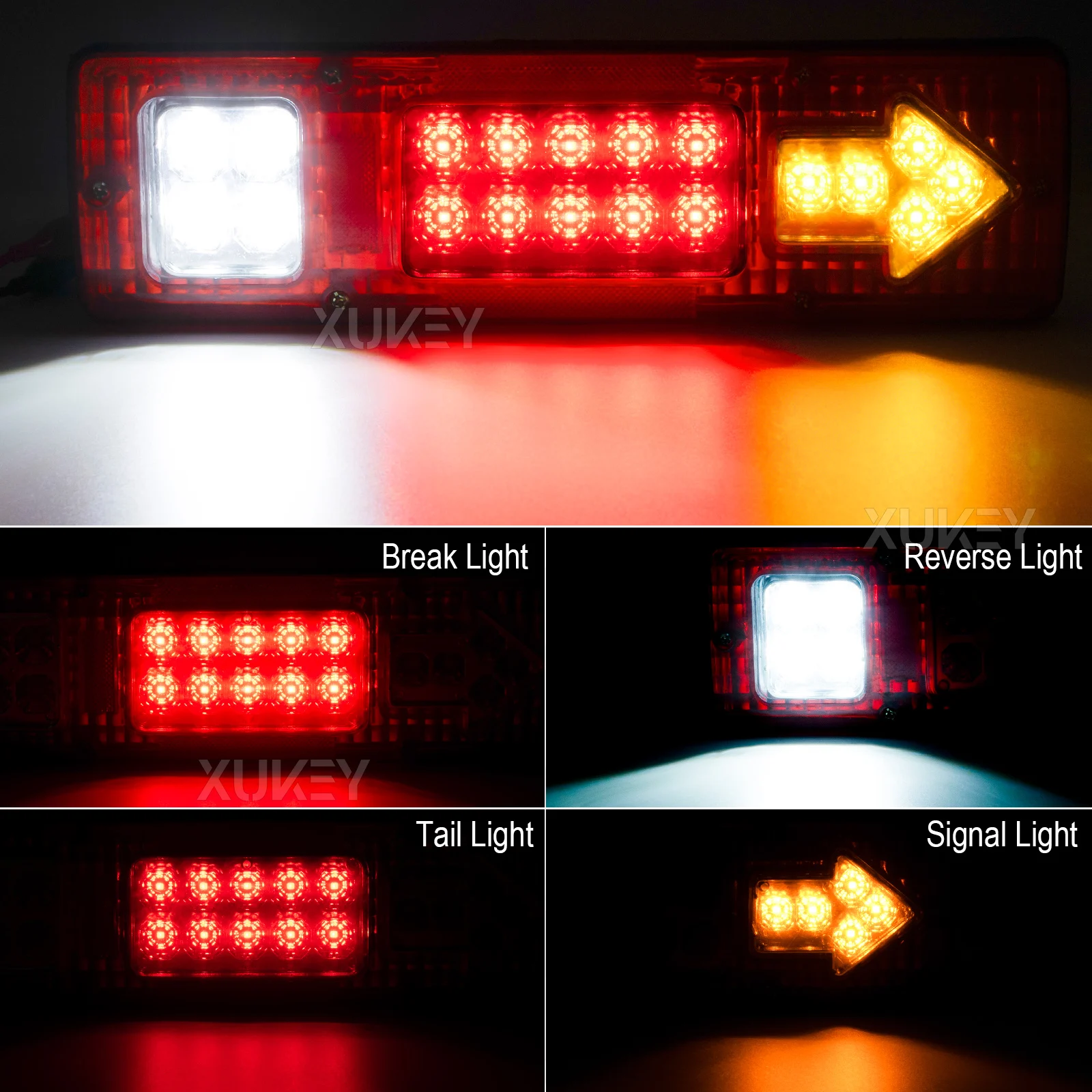 2x 46 LED Truck Tail Light Bar for Truck Boat Trailer Pickup RV Camper UTV UTE Vans Turn Signal Brake Reverse Running Taillight