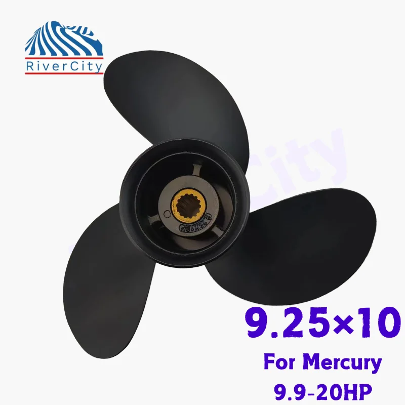 

9.25×10 Outboard Propeller For Mercury 9.9hp 15hp 20hp Motor Aluminum Alloy Screw 3 Blade 14 Spline teeth.Marine Engine Part