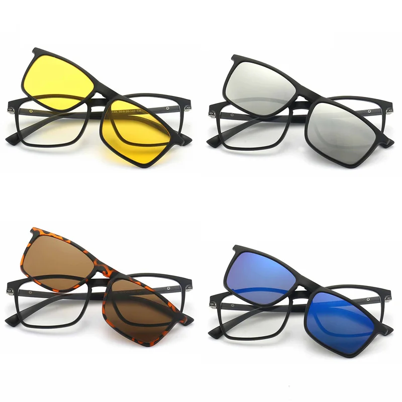 Lunettes de soleil polarisées pour hommes et femmes, 2 en 1, clip magnétique sur lunettes TR90, contrevenants optiques, montures de lunettes