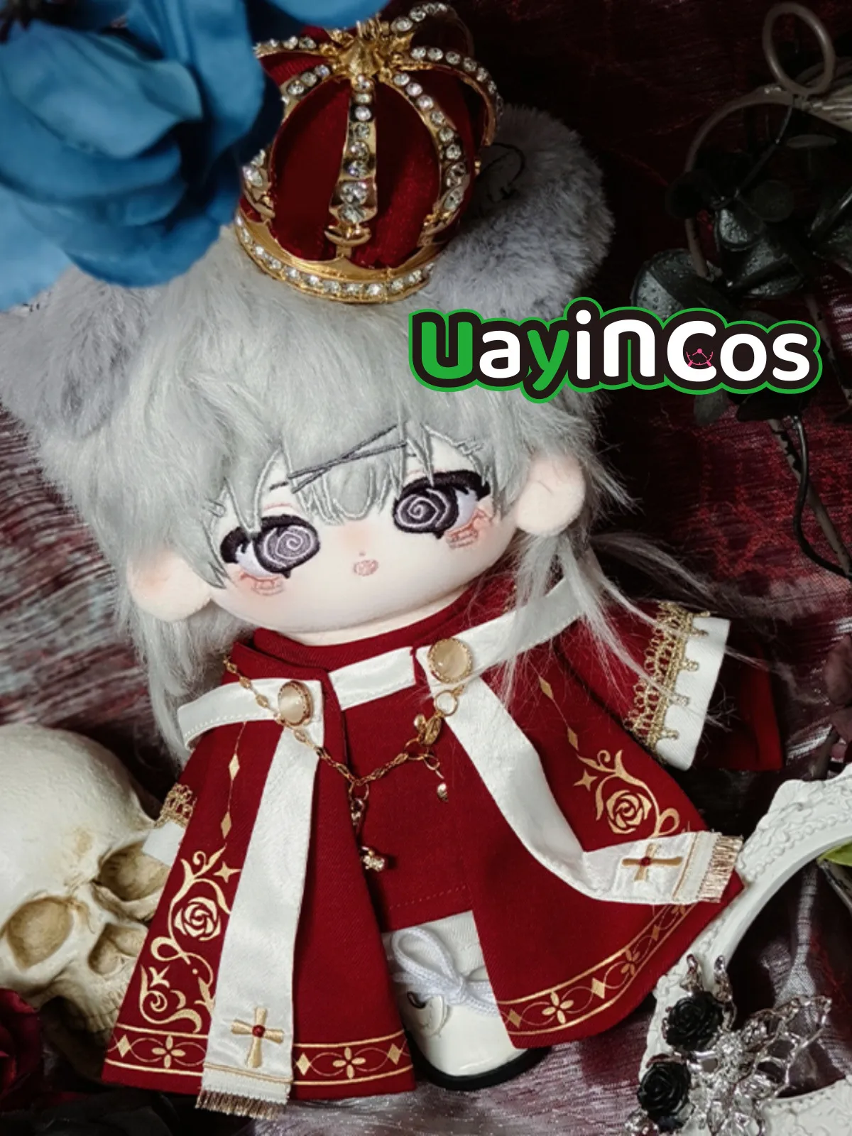 20cm 30cm Doll Clothes Vampire Prince The Pope Red Crown Cross Necklace Cloak Suit Plushies Plush Doll Accessories Anime Toy Kid