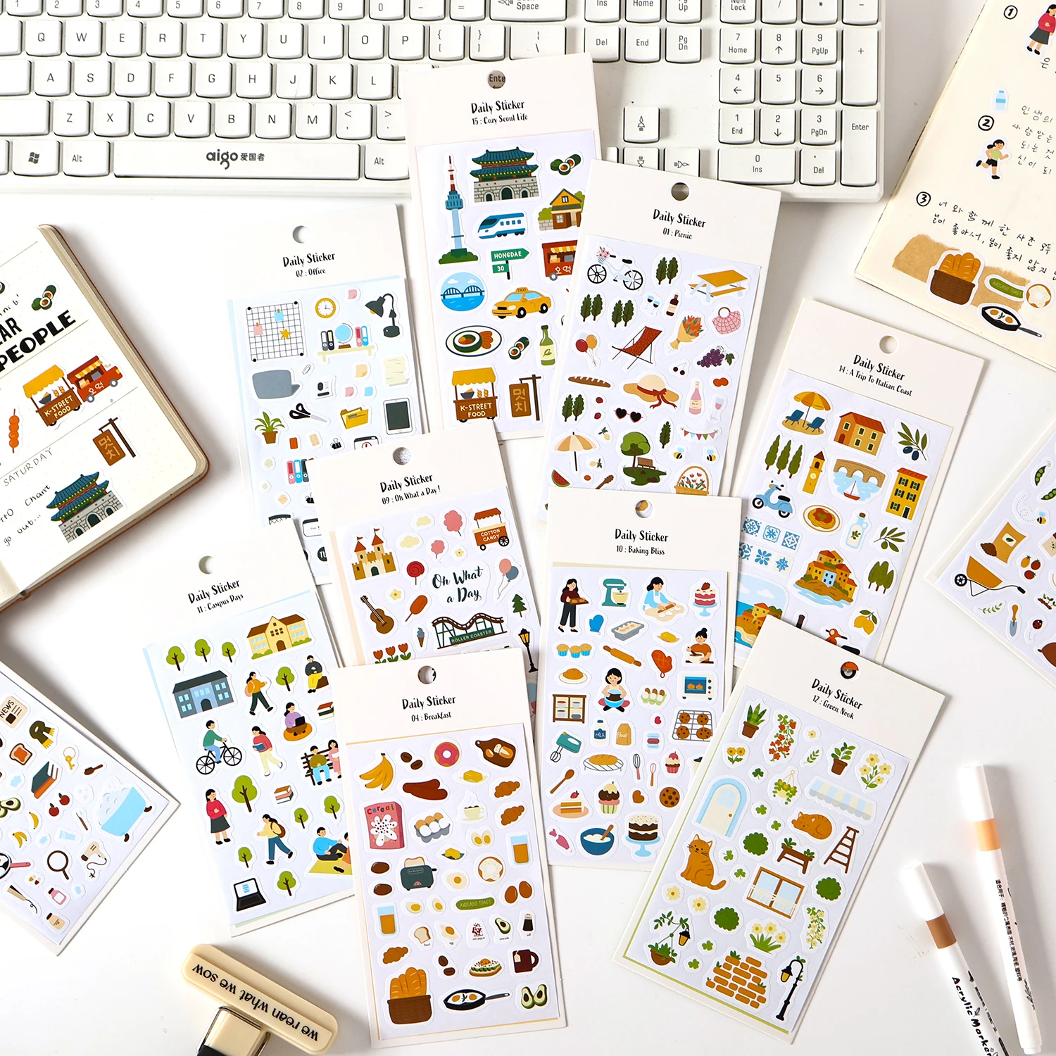 Niedliche Scrapbooking-Aufkleber, Junk-Journal-Bastelbedarf, Lifestyle-Dekorationselemente für kreatives Schreiben und Erinnerungserhaltung