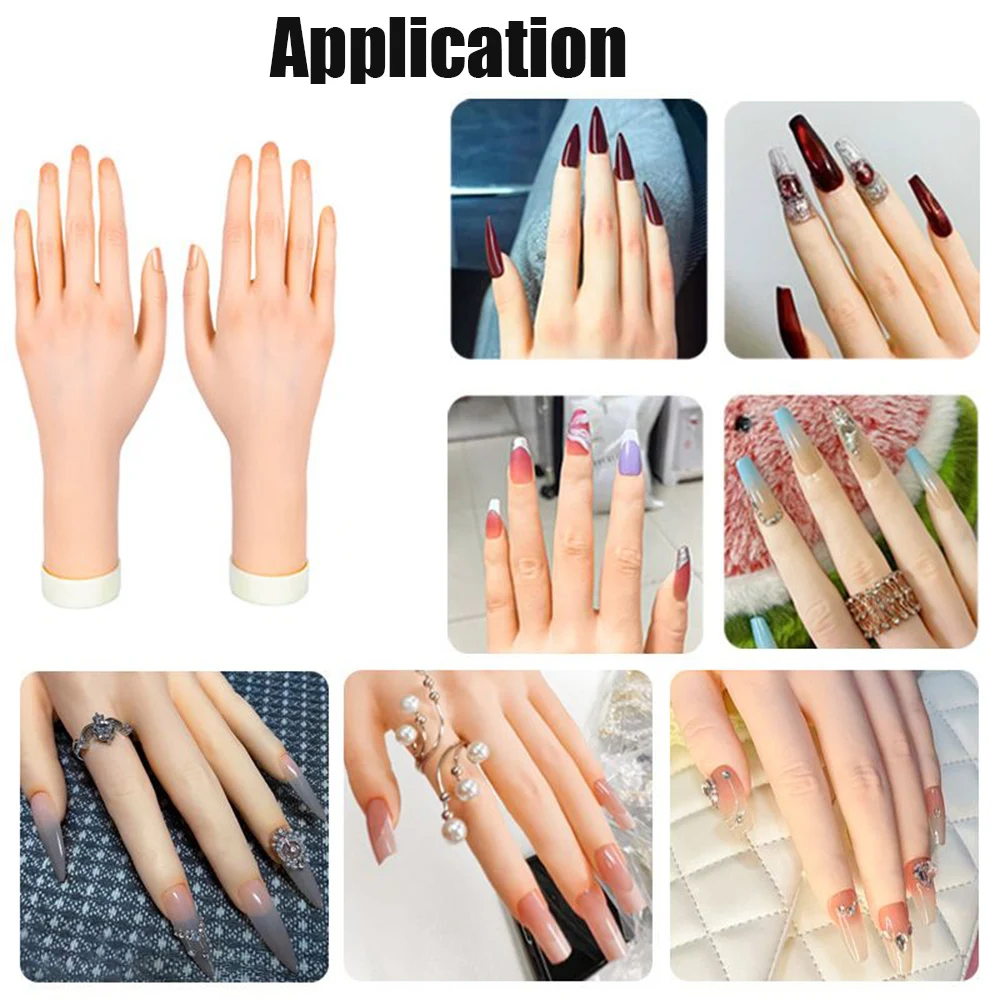 1Pcs Realistic Prosthetic Hand Jewelry Display Hand Silicone Hygiene Nail Art Practice Hand