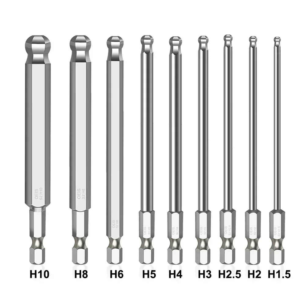 

Magnetic Ball End 1 4 Hex Screwdriver Bits Set Metric Long Spherical Nutdrivers Bit H1.5.5 H3 H4 H5 H6 H8 H10 Hand Tool