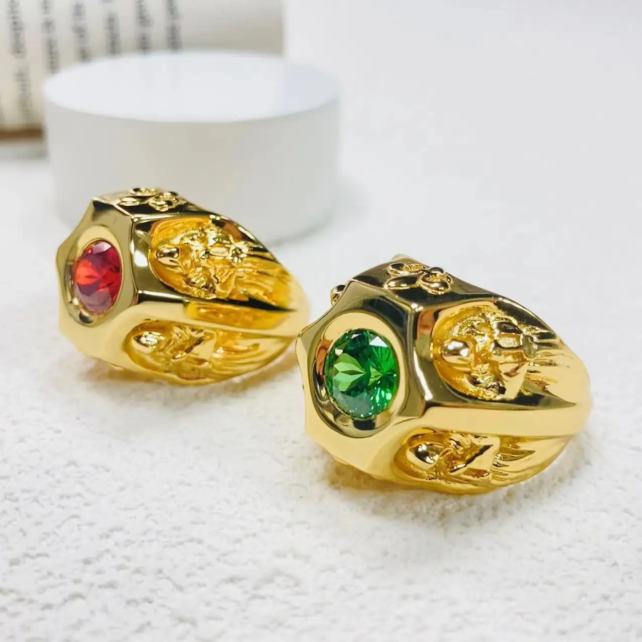 S925 Silver Ring Inlaid Gemstone Figure Jewelry Stereo Original Design Couple Original Design Ring