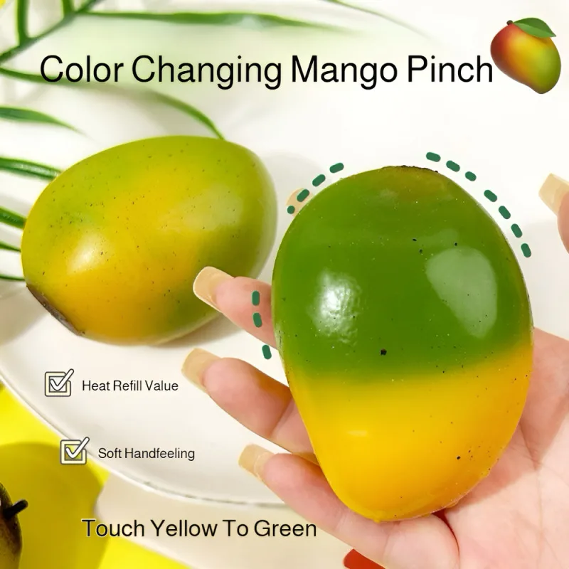 Color Changing Mango Squishy Toy Stress Relief Shapeable Fluid Mango Sensory Fidget Toy Novelty Gift for Daily Entertainment
