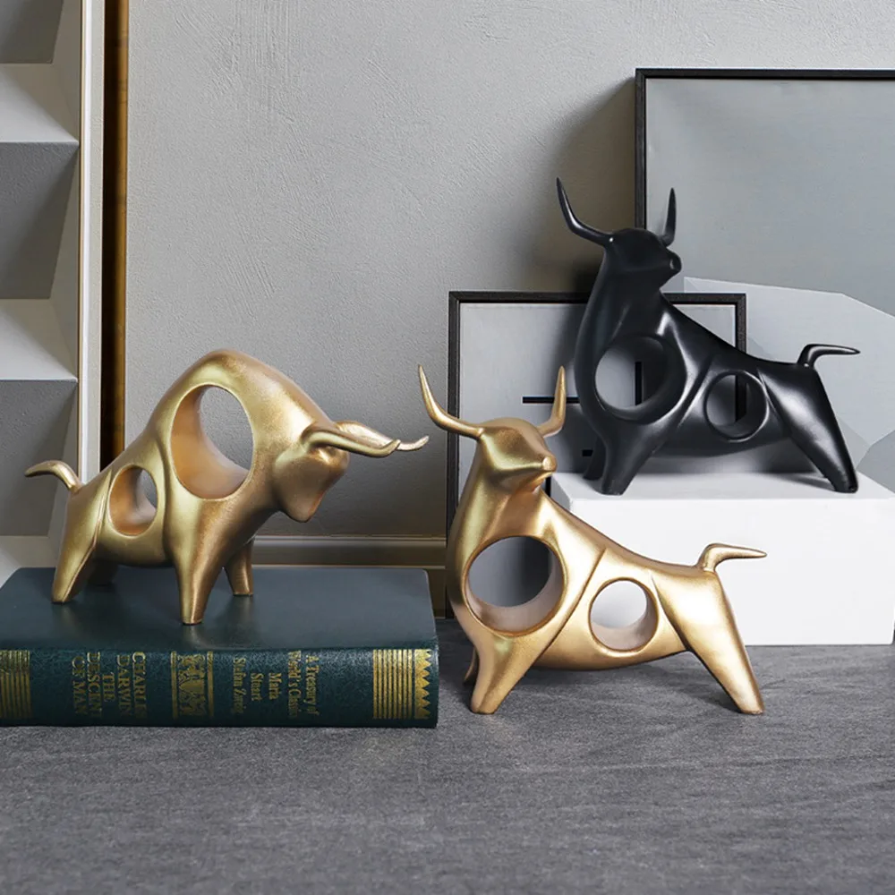 Nordic creative cow ornaments Year of the Ox living room TV cabinet wine cabinet black Decor Home Living Room Office TV Cabinet