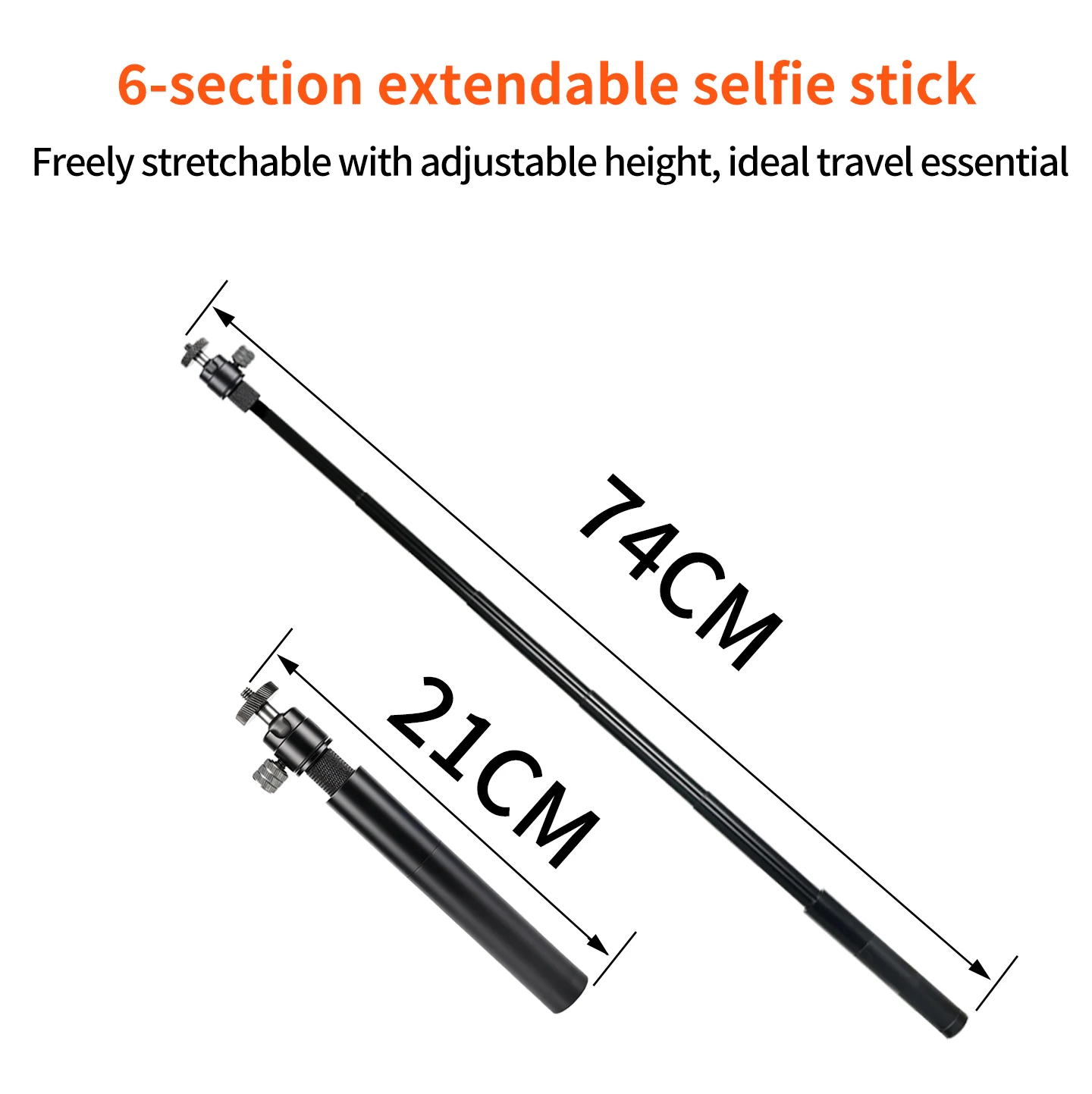 70cm Aluminium Unsichtbarer Selfie-Stick 6-teilige Verstellbare Verlängerungsstange für Insta360 X5/X6 für DJI OSMO 360 II/Action 5 Pro Kamera – Detail 4