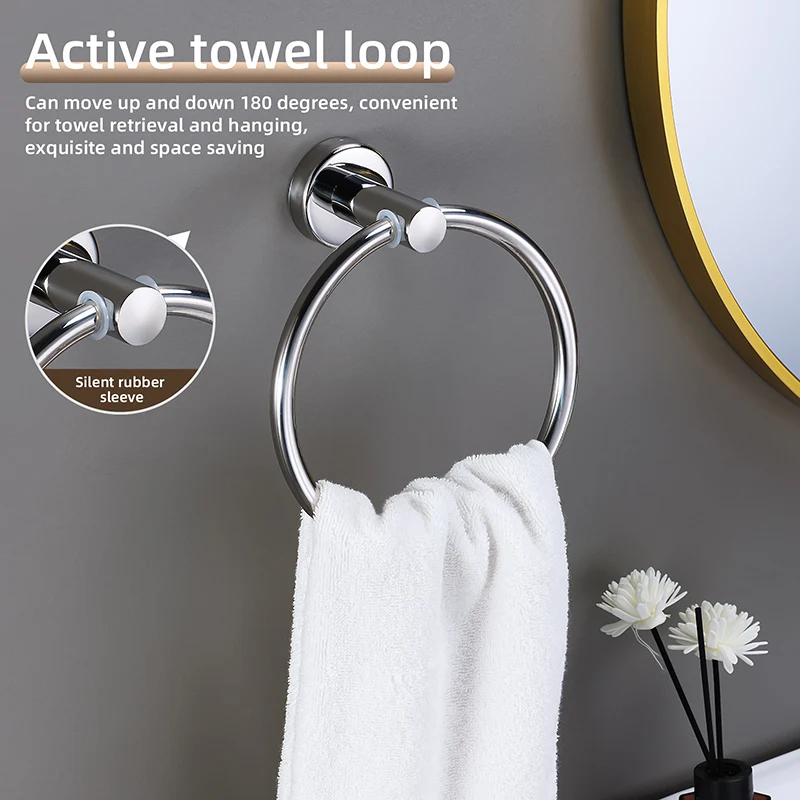 Silver Bathroom Hardware Set Accessories Stainless Steel Towel Rack Toilet Paper Holder Hook Bathroom Shelf Organizer Set