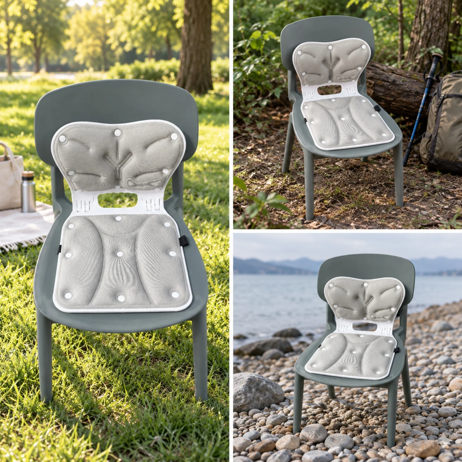 Seat-and-Back Support Cushion Portable Chair Support Cushion with Straps Lightweight Firm for Office, Outdoor