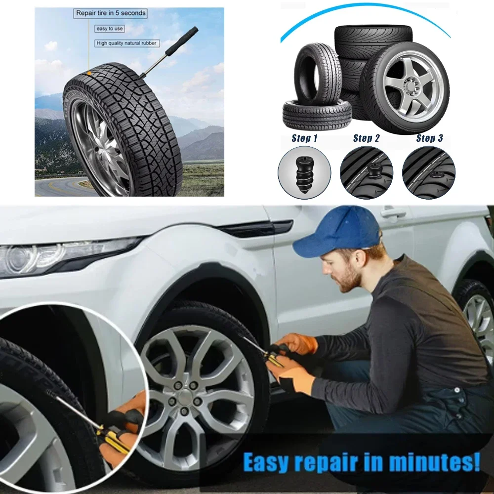 Puncture Repair Kit for Car Vacuum Tire Repair Screws, Quick Fix Self-Service Tire Repair Nails for Flat Tires With Screwdriver