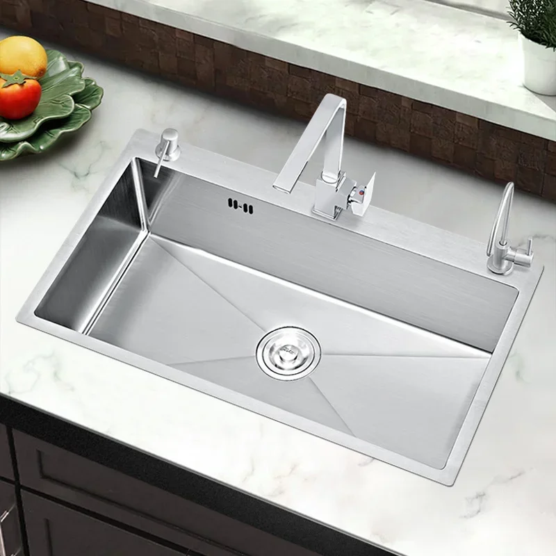 304 Stainless Steel Sink Kitchen Handmade Single-slot Thickened Vegetable Basin Under-counter Basin Kitchen Sink Bar Washbasin