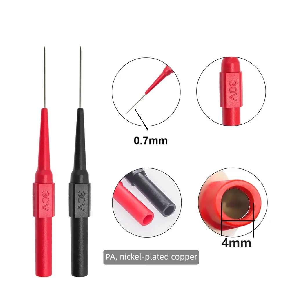Multimeter-Prüfkabel-Set Digitale Elektrische Prüfspitzen mit Krokodilklemmen Testpinzetten Drahtdurchdringende Rückspitzen – Detail 10