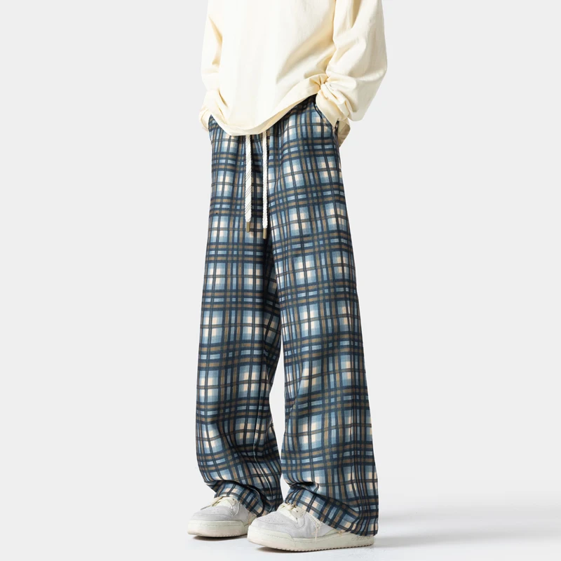 Autumn New Men Sweatpants Casual Pants Plaid Corduroy Neutral Sports Pants Wide Leg Joggers Knitted Pants Large Size 5XL 2024