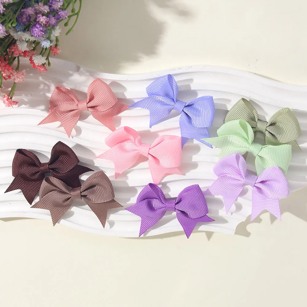 12-24 Buah Jepit Rambut Anak Perempuan Warna Permen Warna Solid Buatan Tangan Hadiah Anak-anak Aksesori Rambut Anak-anak Jepit Rambut Tidak Merusak Rambut