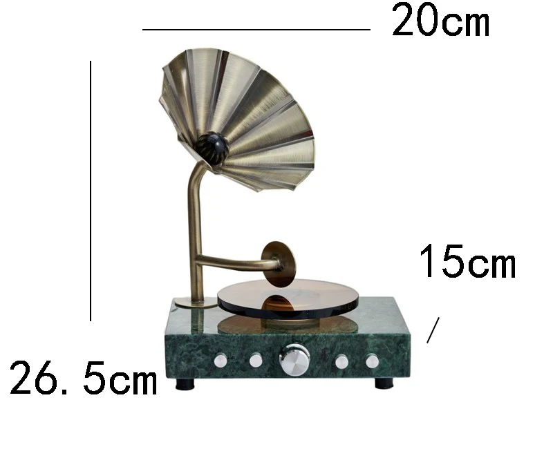 Modern Phonograph Ornament Metal Marble Creative Crafts Furnishings Sample Room Living Room Cabinet Decorations