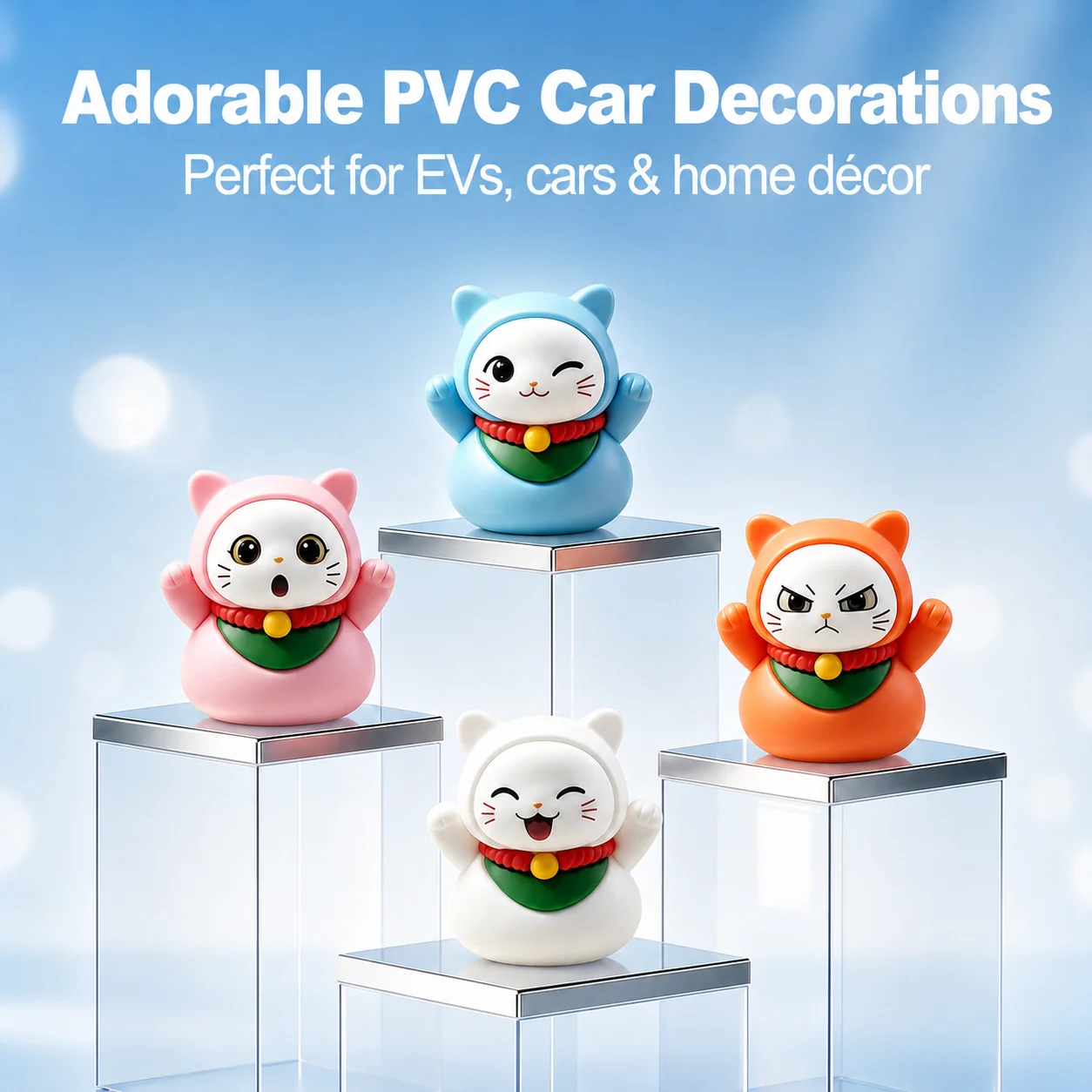 Cute Cat Car Ornaments, Car Dashboard Screen Decorations, Dashboard Screen Decoration Figurines, Available in Multiple Colors
