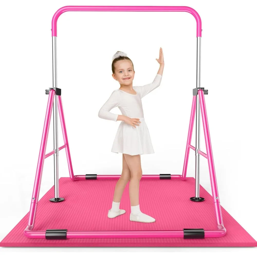 

Expandable Gymnastics Bar for Kids - Height Adjustable Junior Training Bar for Home, Folding Gymnastic Horizontal Bars Equipment