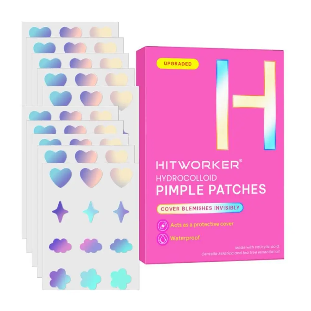 120pcs Colorful Heart Shape Acne Patches Hydrocolloid Gentle and Ultra-thin Pimple Patch Acne Spot Absorbing Invisible Skin Care