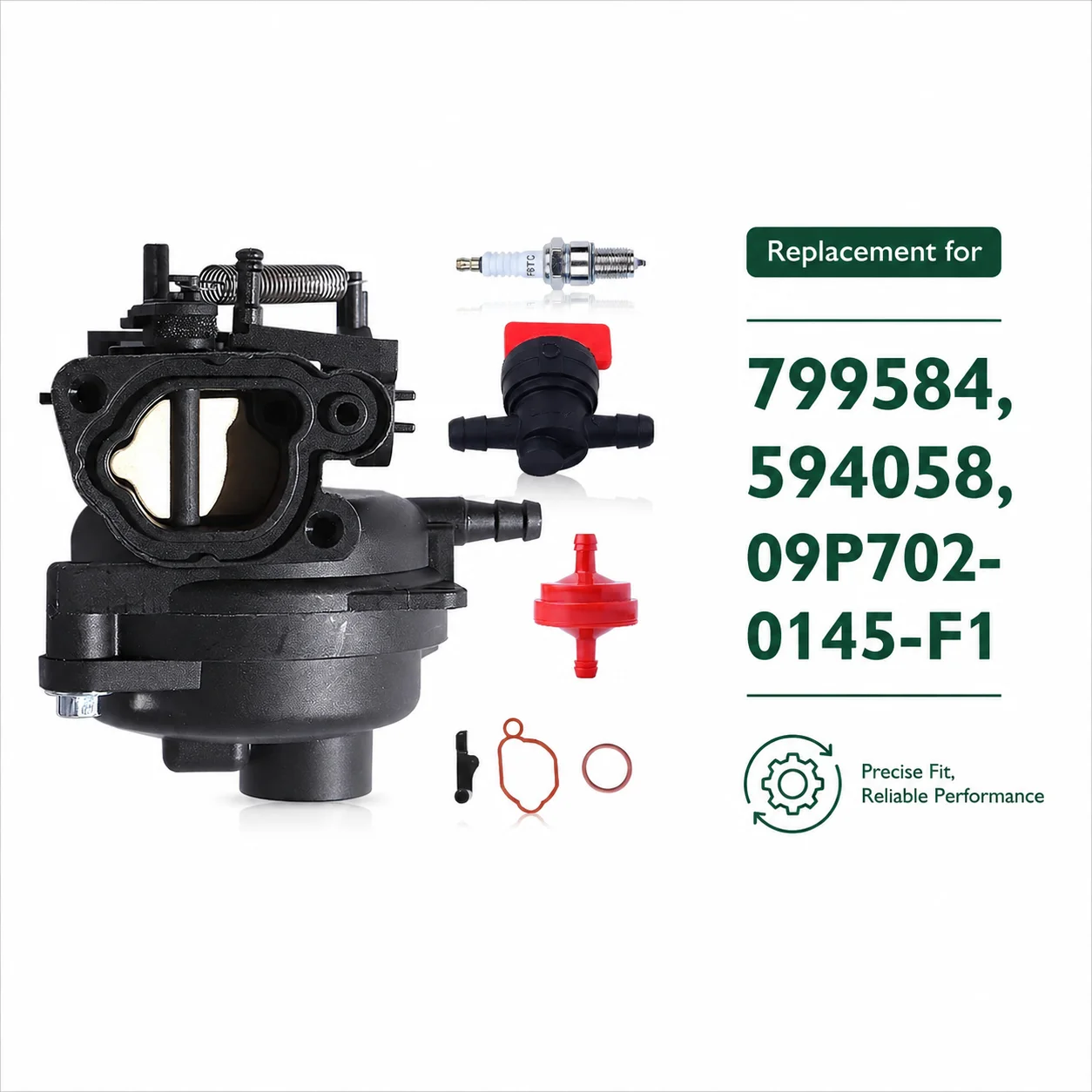 Carburetor Kit for 625EXI 675EXI 675EX 550EX 09P702 Engine, with Fuel Filter Spark Plug Valve Oil Filter Replaces 799584 594058