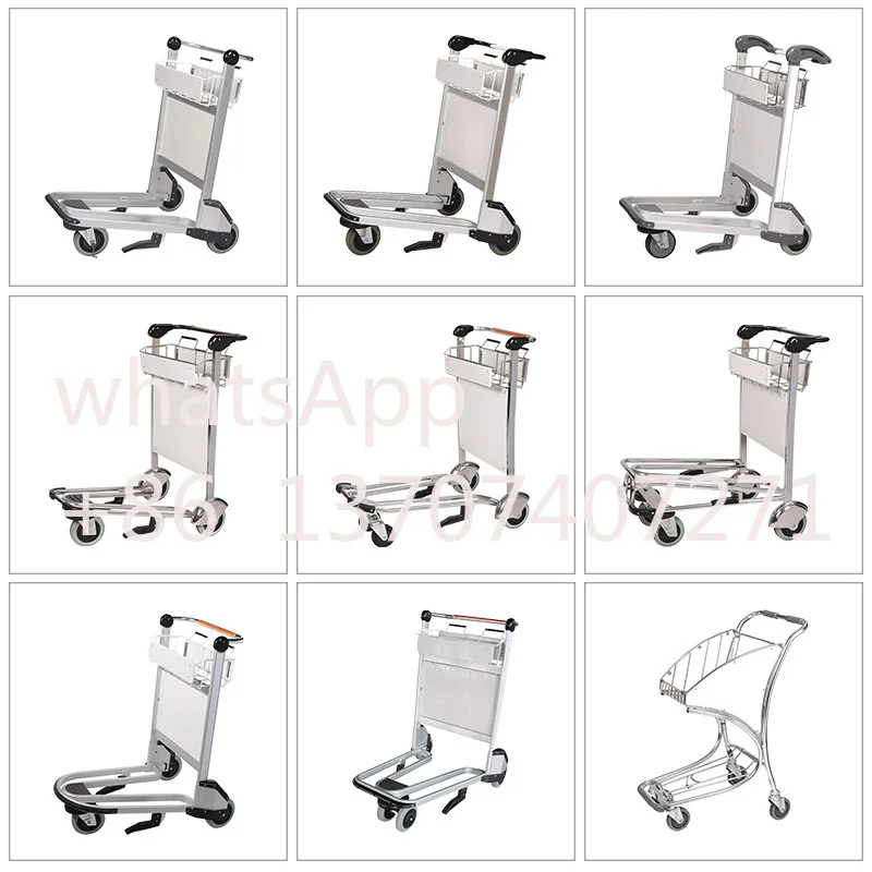 Aluminum Airport Train Station Hotel Luggage Baggage Cart Trolley With Brake