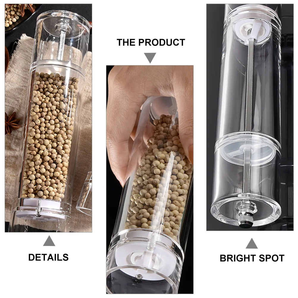 

Manual Transparent Pepper Grinder Acrylic Refillable Adjustable Salt Mill for Home Restaurant Cafe Coarseness Adjustable Pepper