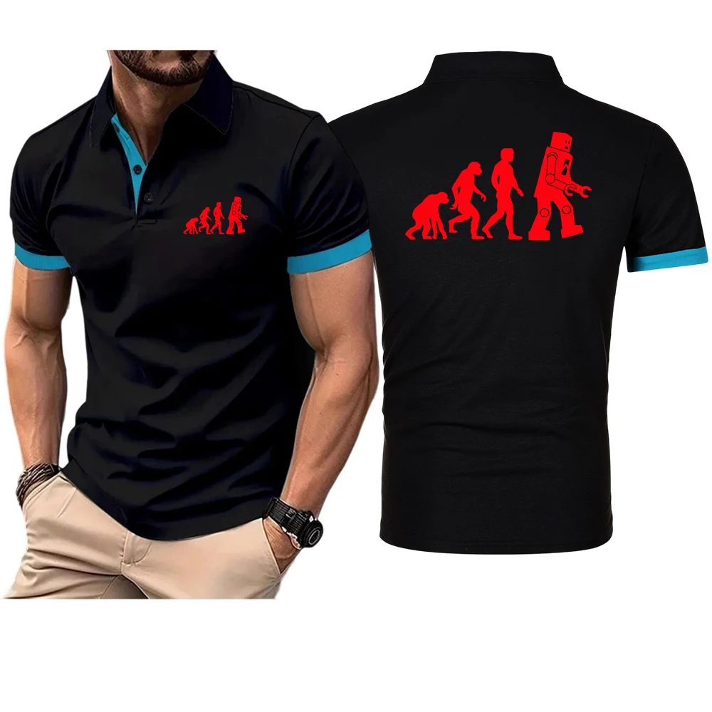Polo à manches courtes pour homme, séchage rapide, imprimé logo amusant sur le thème Evolution 2026, respirant, col à revers, T-shirt de sport de marque