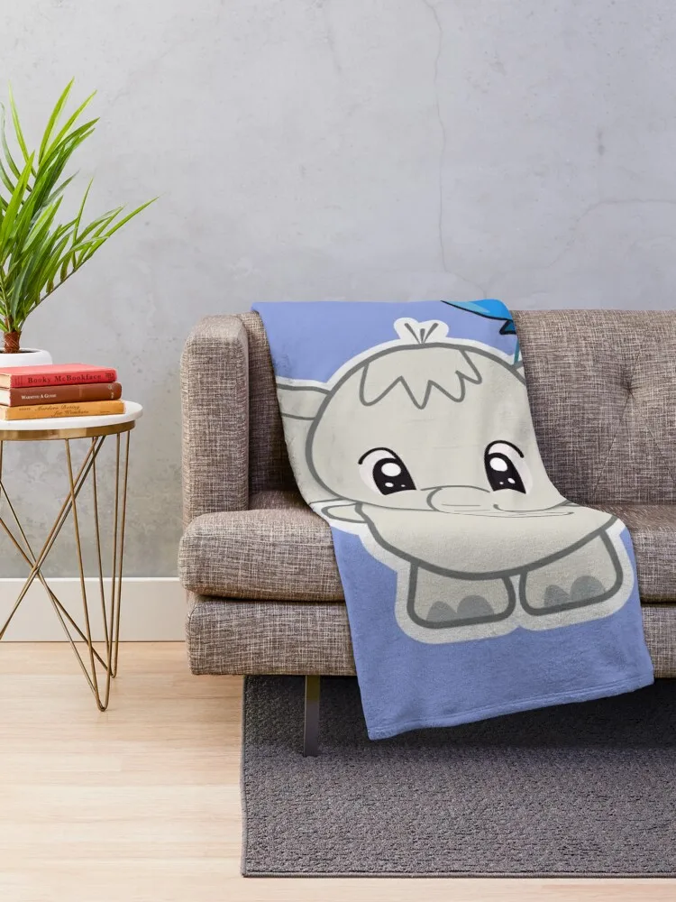 Kiana Cute & Adorable Baby Elephant Holding a Blue Balloon – Whimsical and Adorable Design Throw Blanket Soft Plaid Blankets