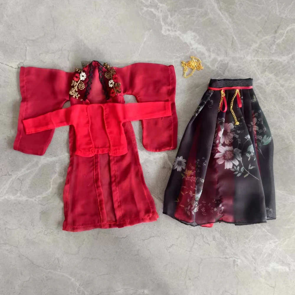 1/6 Doll's Clothes Suit for 30cm Female Bjd Doll Ancient Hanfu Clothing Dress Up Girl Toy Doll Accessories, No Doll view 3