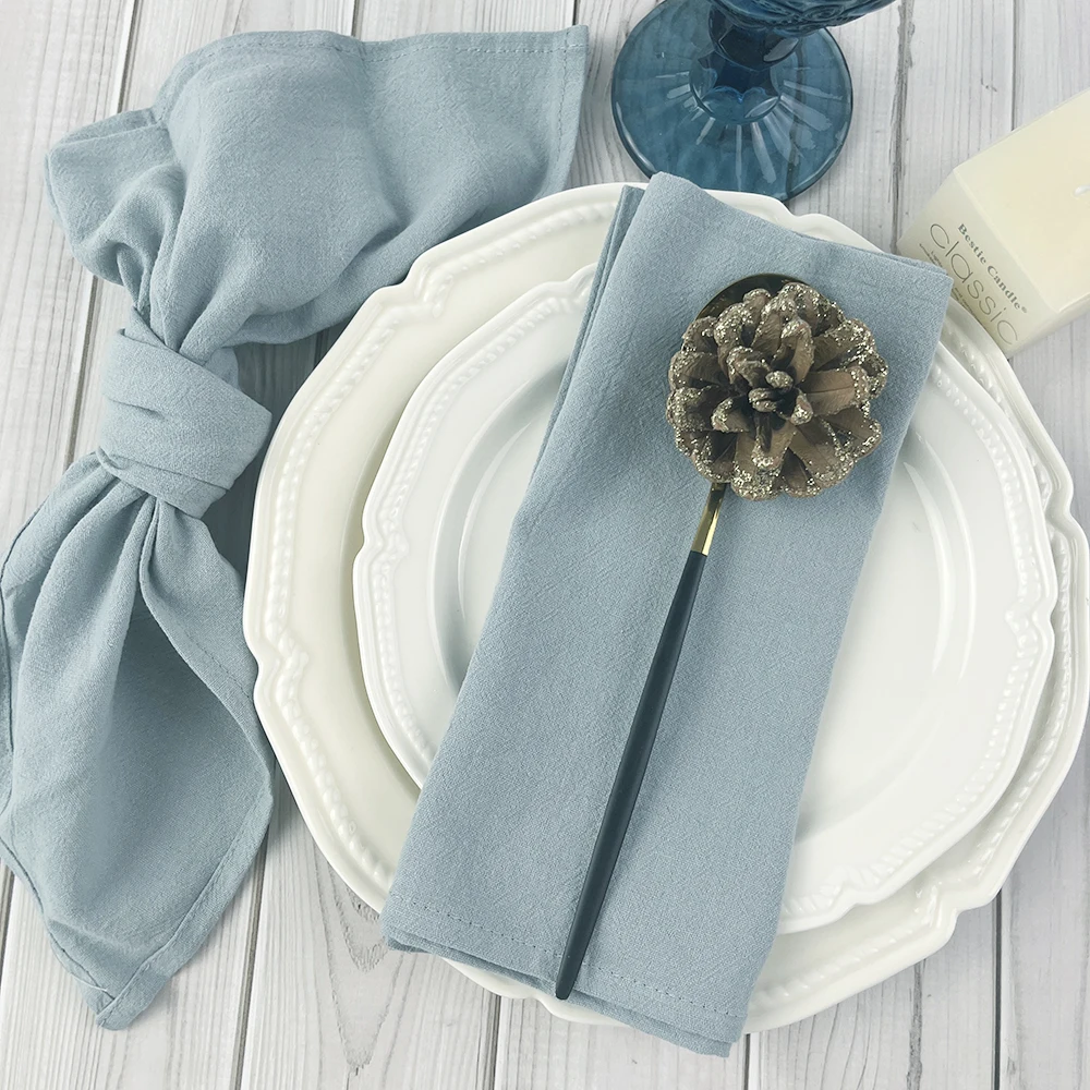 50pcs Cotton Cloth Napkins 30x45cm Dusty Blue Fabric Serviette Kitchen Tea Table Towels for Home Wedding Decoration Christmas