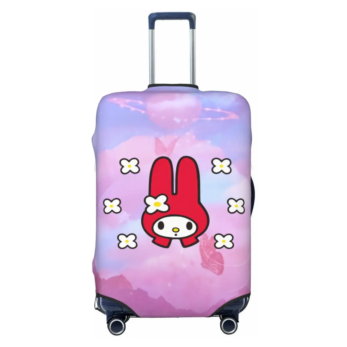 

Cute Red Bunny My Melody Flowers Luggage Cover Protector Washable Anime Travel Suitcase Covers