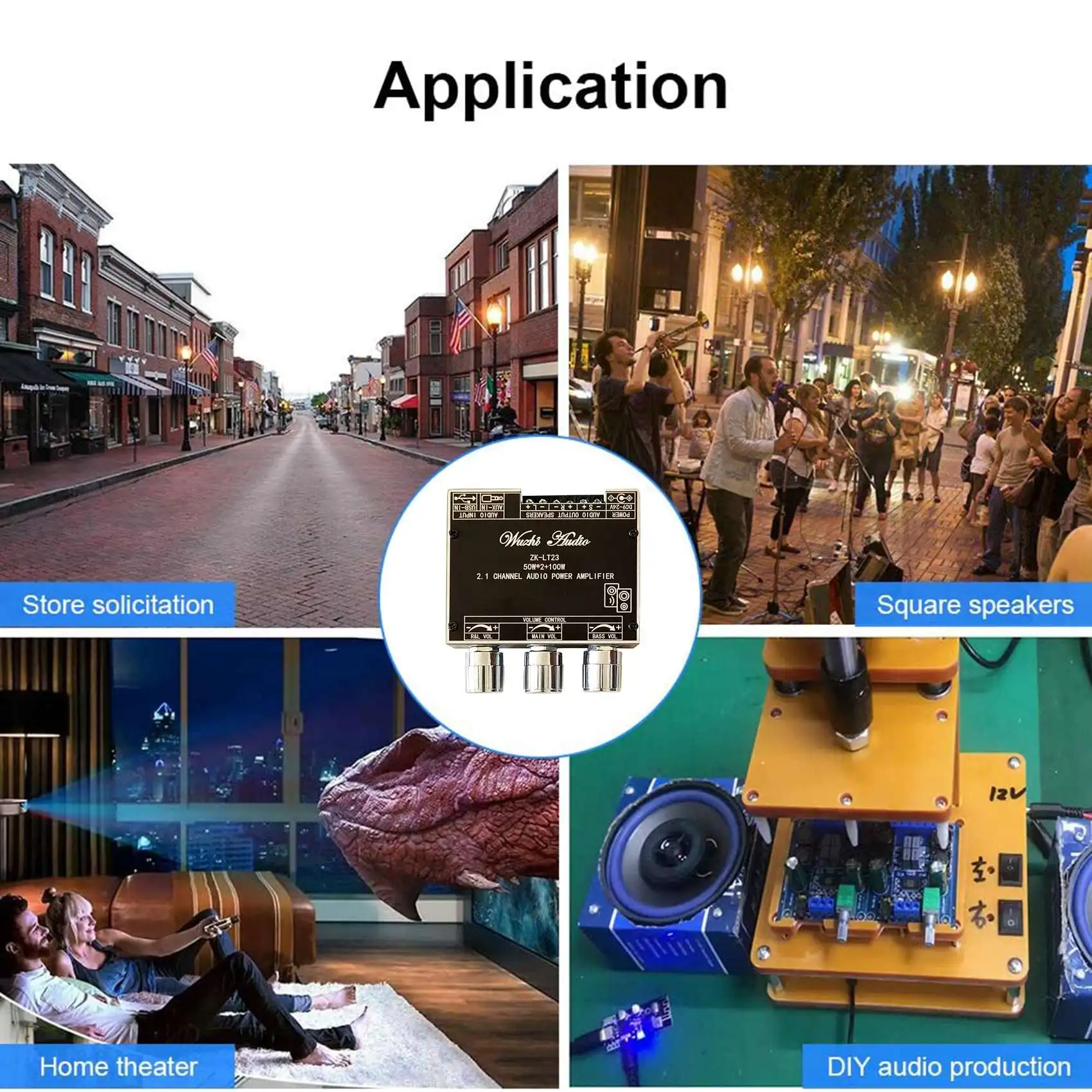 ZK-LT23 2,1 Kanal Bluetooth Audio Verstärker Board Modul 50W + 50W + 100W Subwoofer TWS Echte drahtlose Audio Board DC9-24V