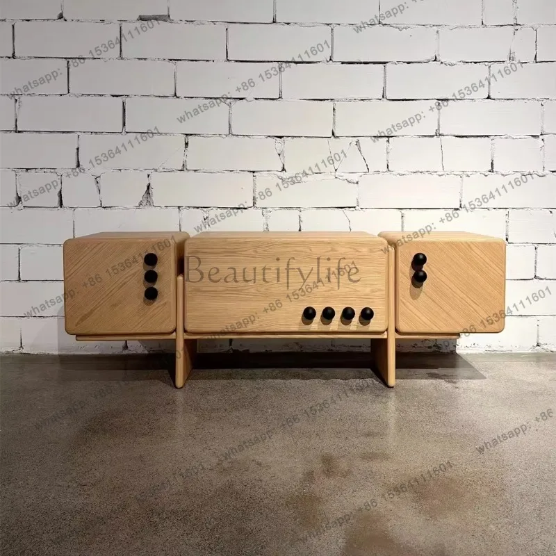 YJ Simple And Modern Log Color Household Dining Side Cabinet TV Cabinet Creative Designer Storage Storage Cabinet