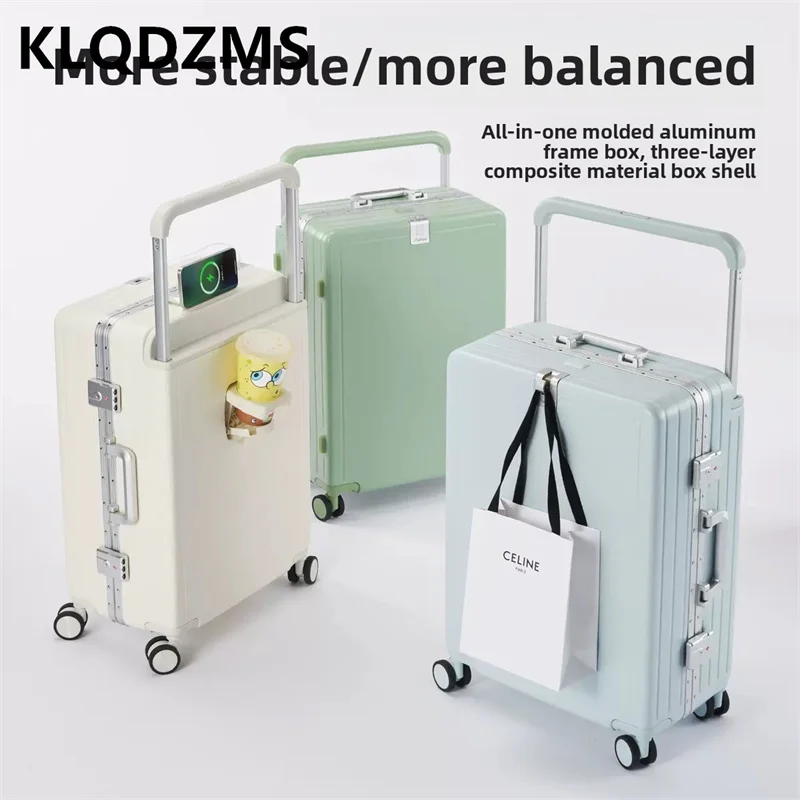 

KLQDZMS 20 "22" 24 "26 Inch Rolling Luggage Compartment New Boarding Case ABS+PC Large Capacity Suitcase With Sturdy And Durable