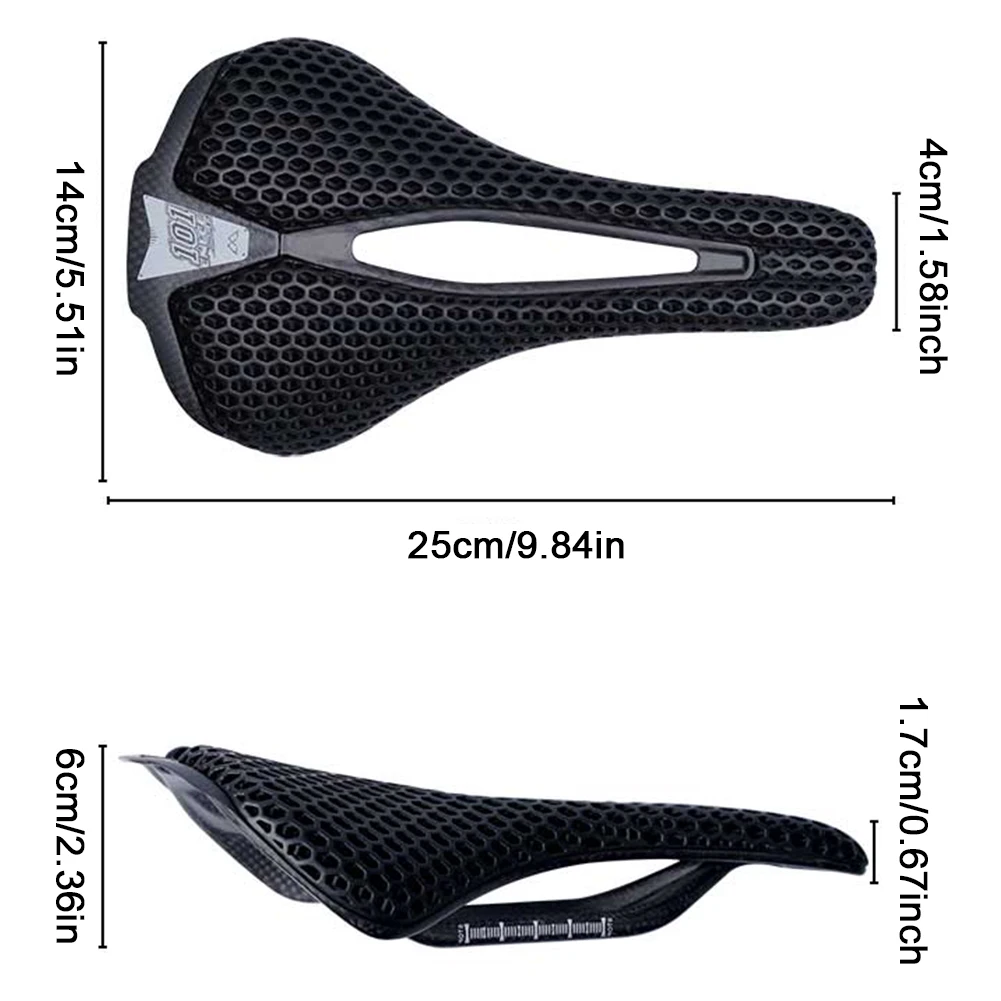 3D Printed Bike Carbon Saddle Bicycle Seat Cushion Breathable Bicycle Saddle Cover Bike Seat Cover Bicycle Saddle Cycling Parts