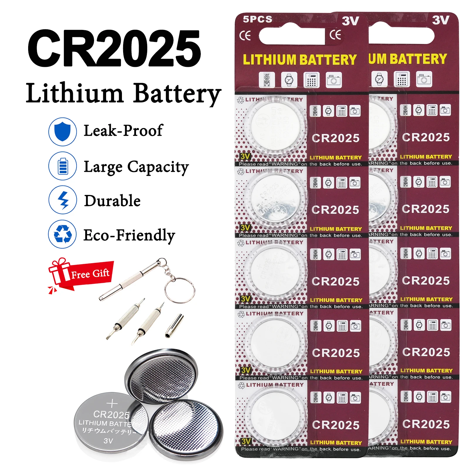 5-100 Pièces 3V CR2025 Piles Bouton BR2025 ECR2025 DL2025 CR 2025 Haute Performance Pile Bouton Pour Montres électroniques