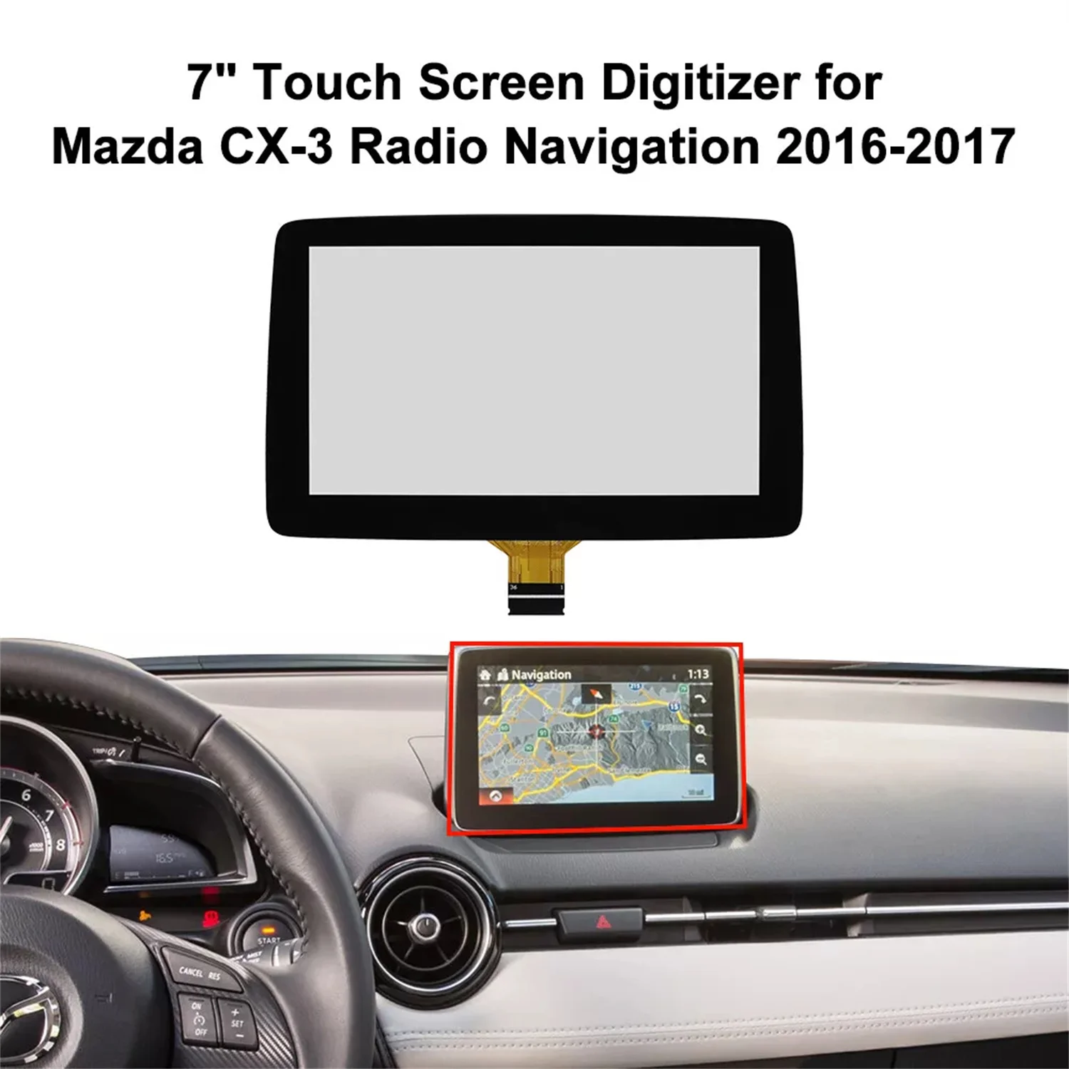 7 Touch Screen Digitizer for Mazda 3 CX-3 MX-5 2014-2019