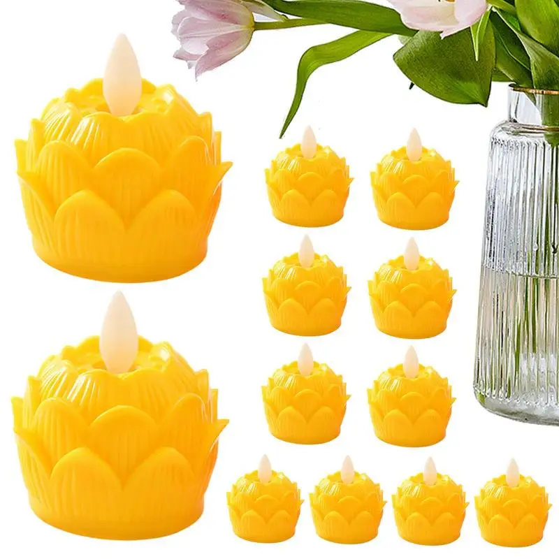 Led Candle Decor Led Flameless 12Pieces Candle Lamp Buddhist Lights Battery Operated Realistic Lamp Decoration Waterproof Tea