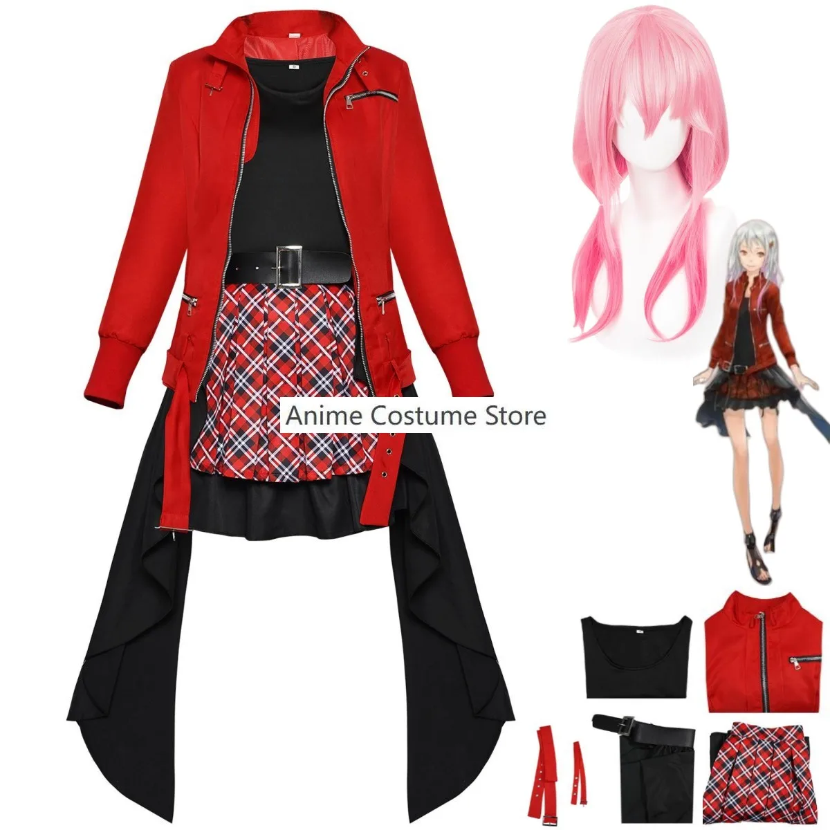 Anime Guilty Crown Yuzuriha Inori Cosplay Costume Red Shorts Coat Skirt Uniform Woman Sexy Kawaii Carnival Halloween Party Suit