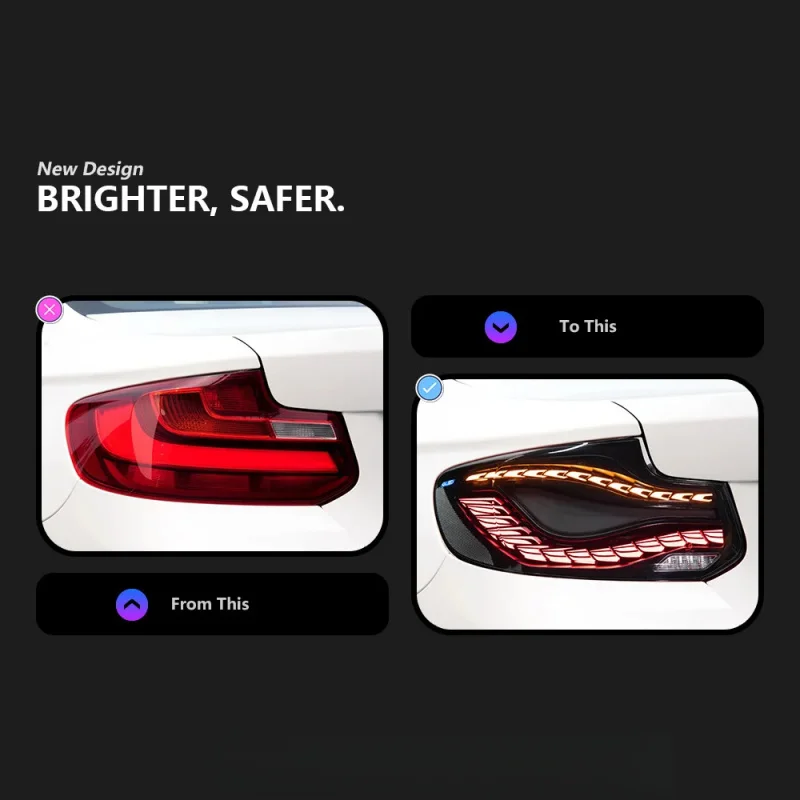 

Suitable forSuitable for BMW 2 Series F22 F23 Tail Light Assembly Modified LED Double Dragon Scale Flowing Water Turn Signal