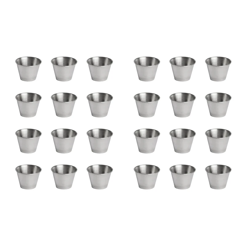 

24 Pack Stainless Steel Condiment Sauce Cups,Commercial Grade Dipping Sauce Cups,Ramekin Condiment Cups Portion Cups