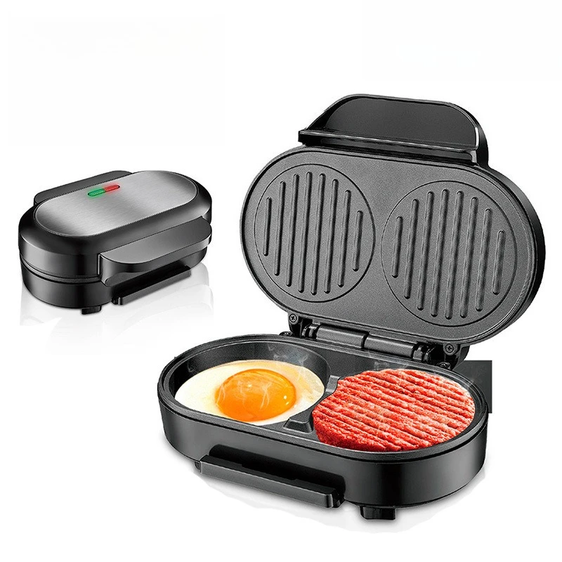 

2026 Home Use EU Plug Egg Burger Maker 220V Breakfast Machine Fried Egg Steak Pancake Crepe Maker Non-stick Electric Griddle