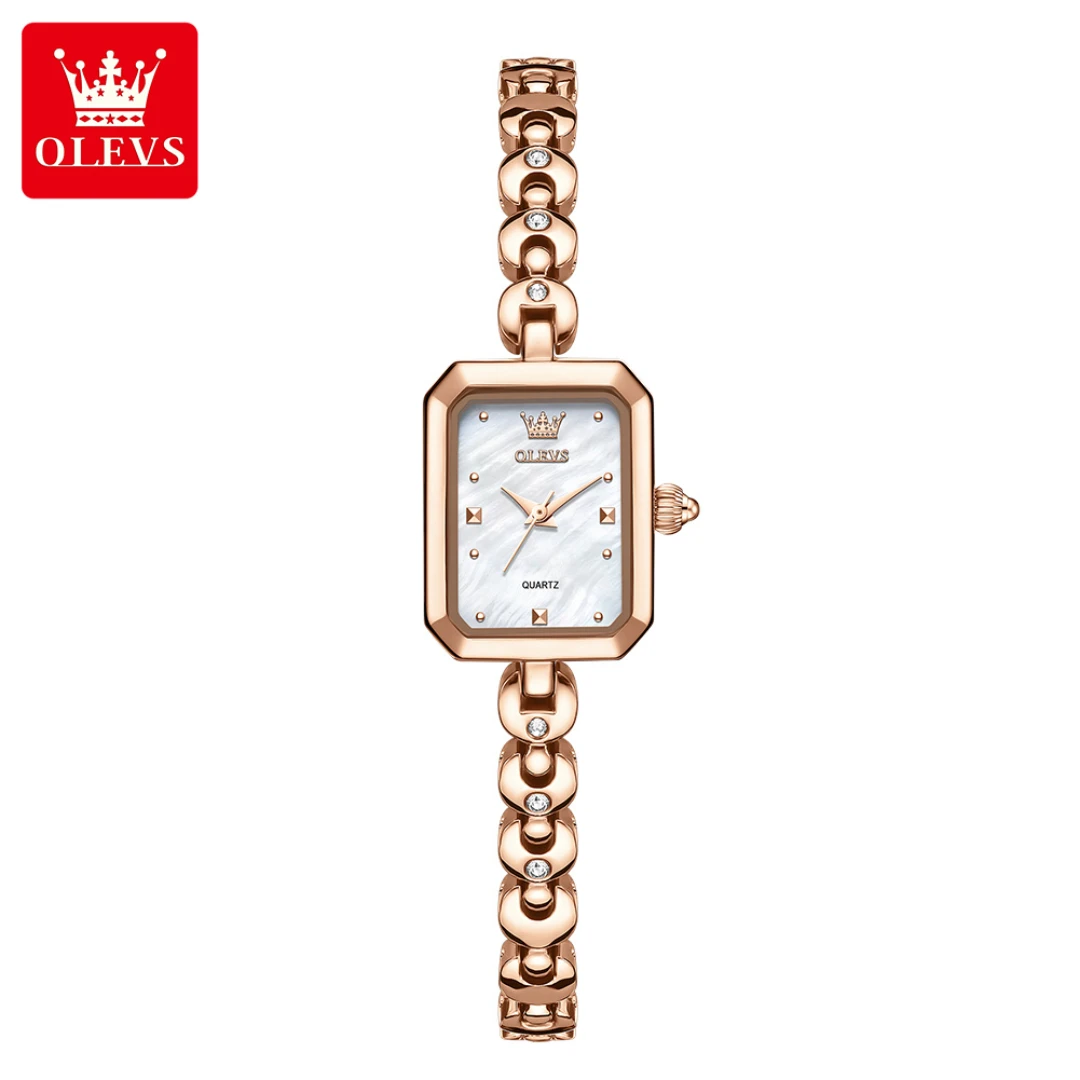 

OLEVS 3665 Кварцевые модные часы в подарок с квадратным циферблатом из нержавеющей стали, ремешок для часов, наручные часы