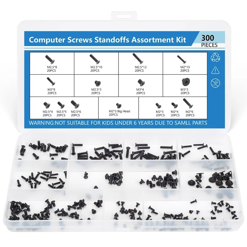 

300PCS M2.5 M2 M3 12 Sizes Computer Notebook Laptop Screws Hard Drive Repair Assortment Kit for Lenovo Dell HP Asus Samsung