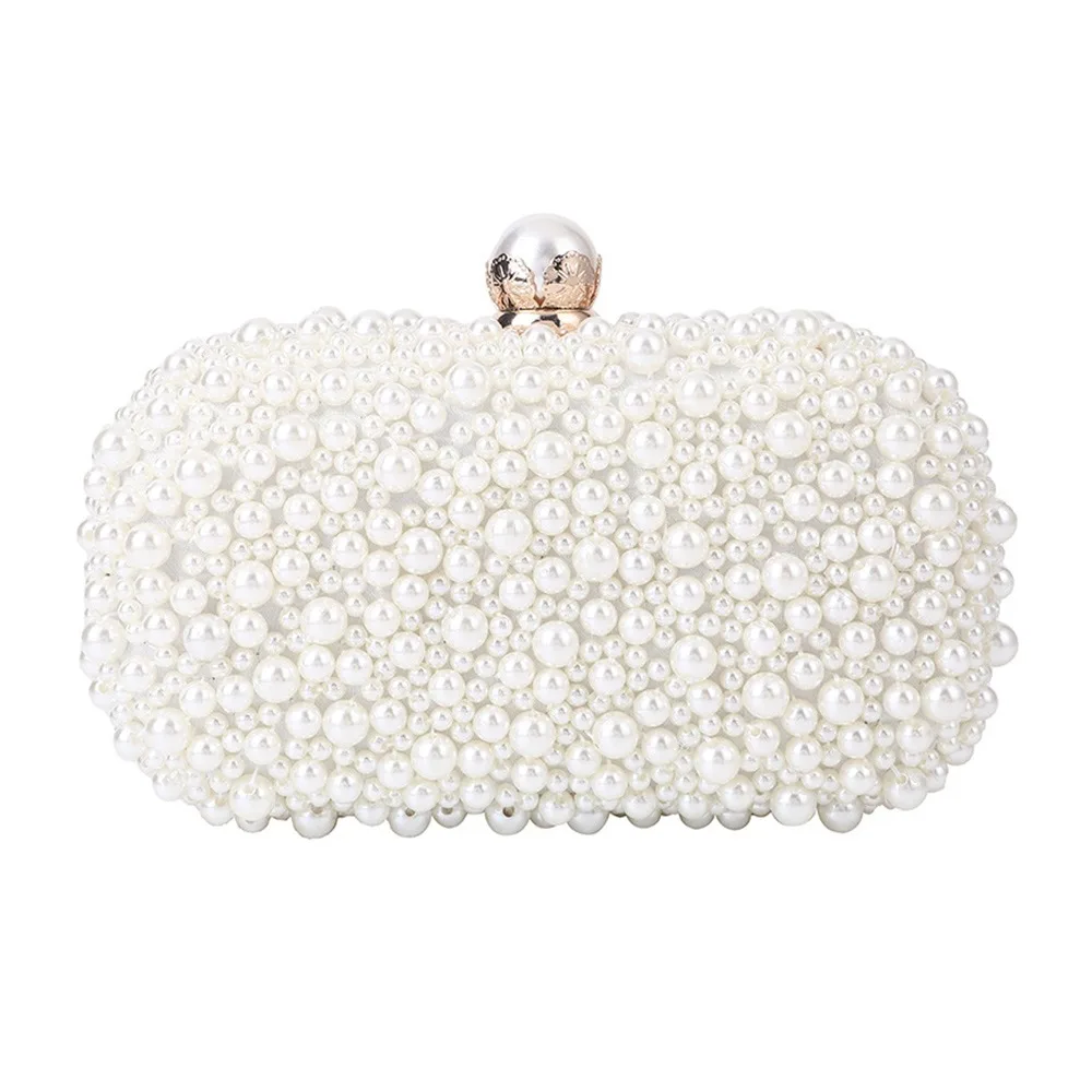 

Soft Surface Buckle Pearl Dinner Bag White Pearl Chain Shoulder Crossbody Small Bag Luxury Design Fashion Designer Square Bag