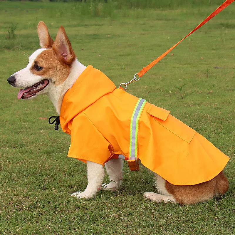 

First Class Windproof Reflective Adjustment Buckle Small Dog Cloak With Hat Pet Raincoat